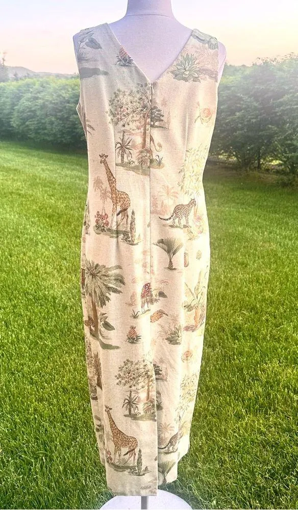 Citi Vintage Safari Sleeveless Dress Green Size 10 - Image 8