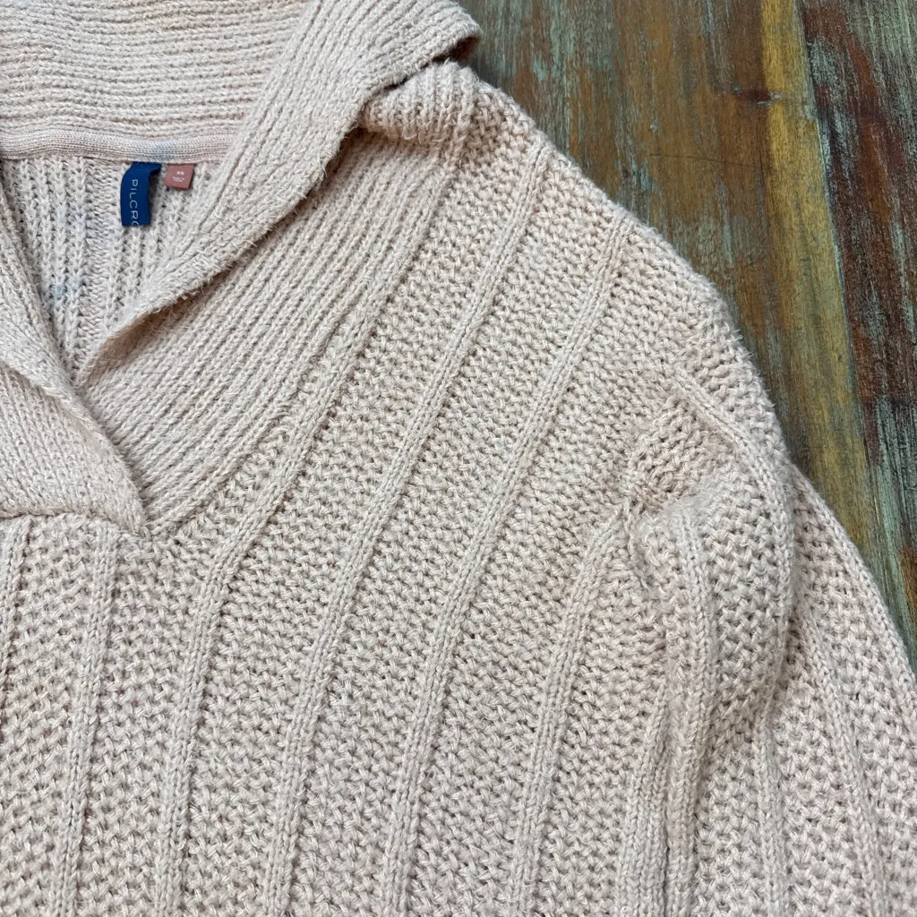 Anthropologie Pilcro Baby Pink V-Neck Sweater XS Cozy Winter - Image 5