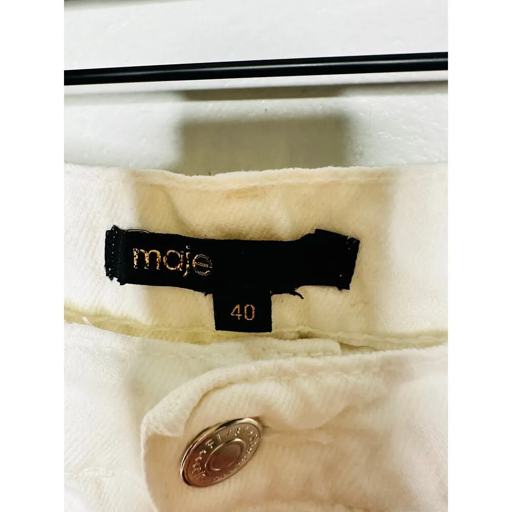 MAJE Women's White 100% Cotton Multiple Pockets Cargo Trousers Pants Size 40 - Image 10