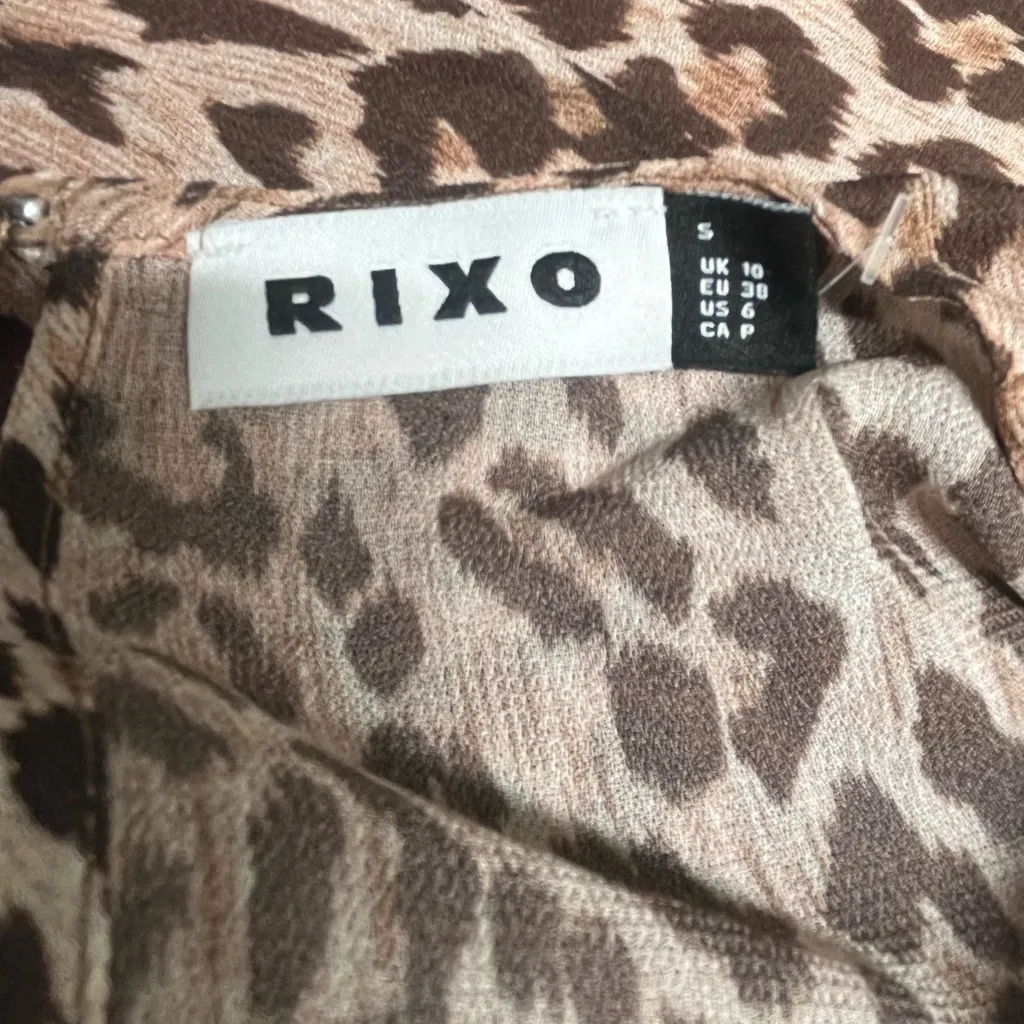 Rixo 100% Silk Long dress colorful Meadow Leopard Mix print size SMALL Women’s Blue - Image 8