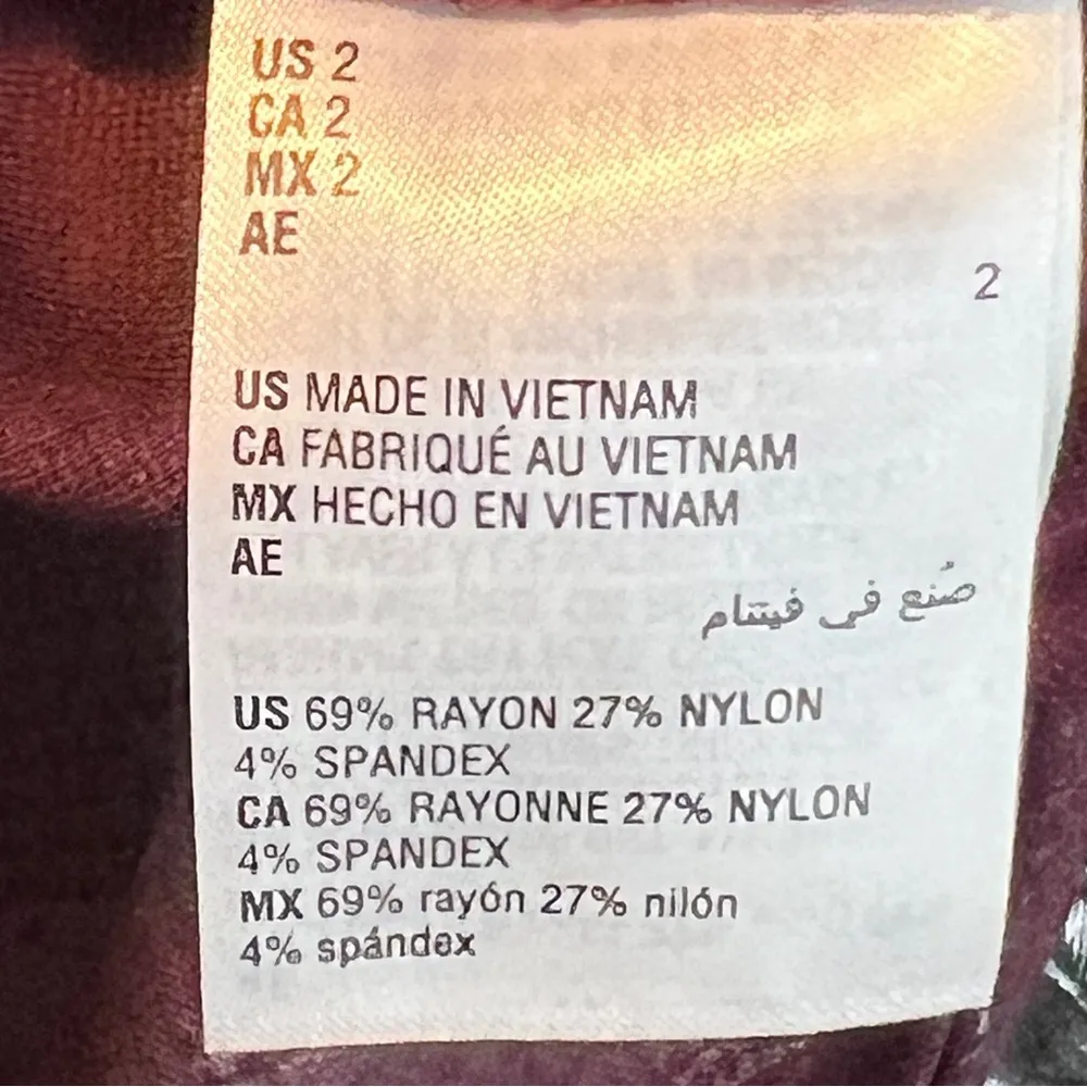 INC International Con. Skinny Leg Regular Mid Rise Animal Print Burgundy Pants Size 2 - Image 12