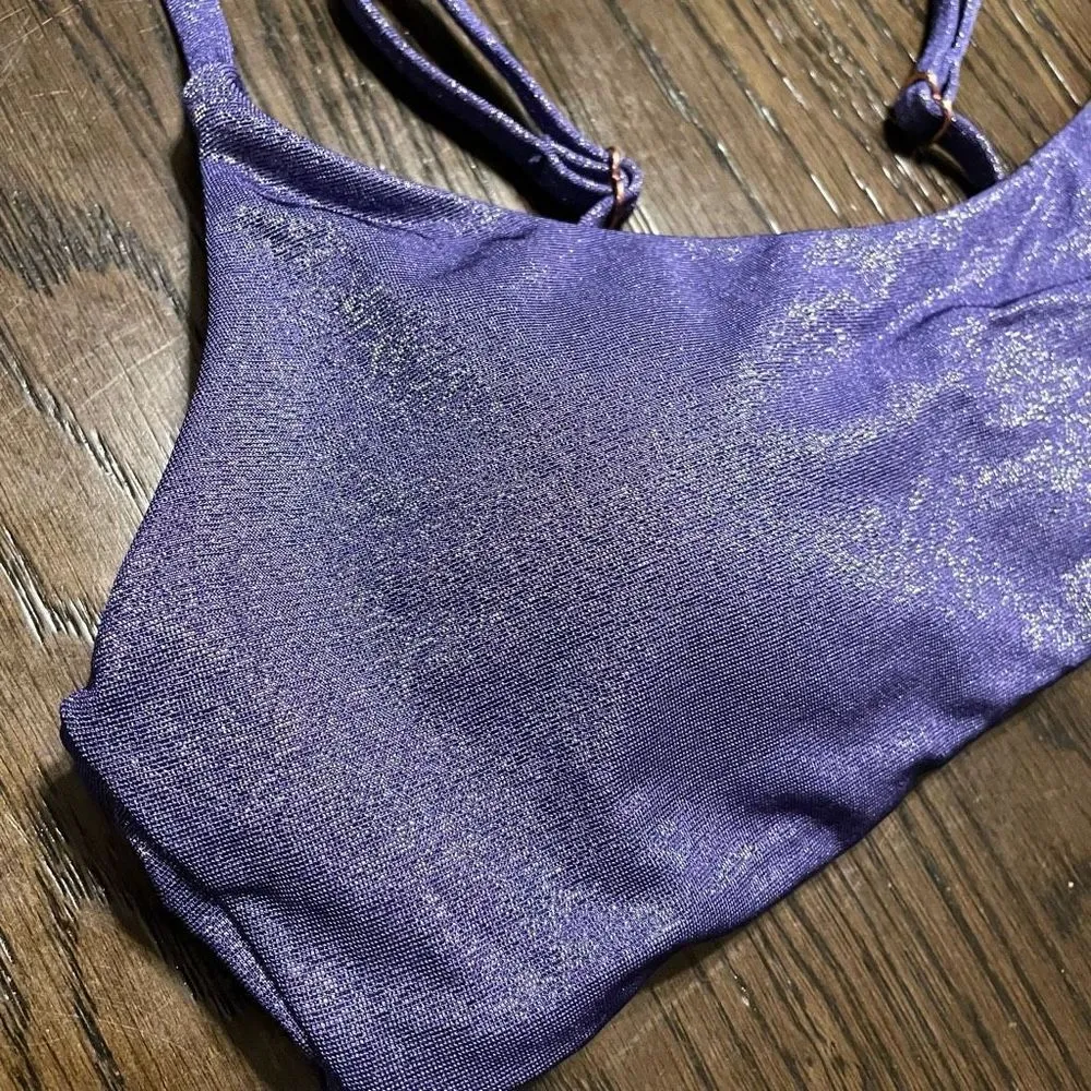 Raisins sparkly purple metallic pullover swim top, M, NWOT - Image 3