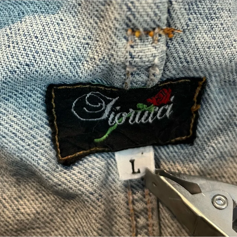 Vintage 90’s Women’s Large Fiorucci Denim Off the Shoulder Fitted Corset Top - Image 13