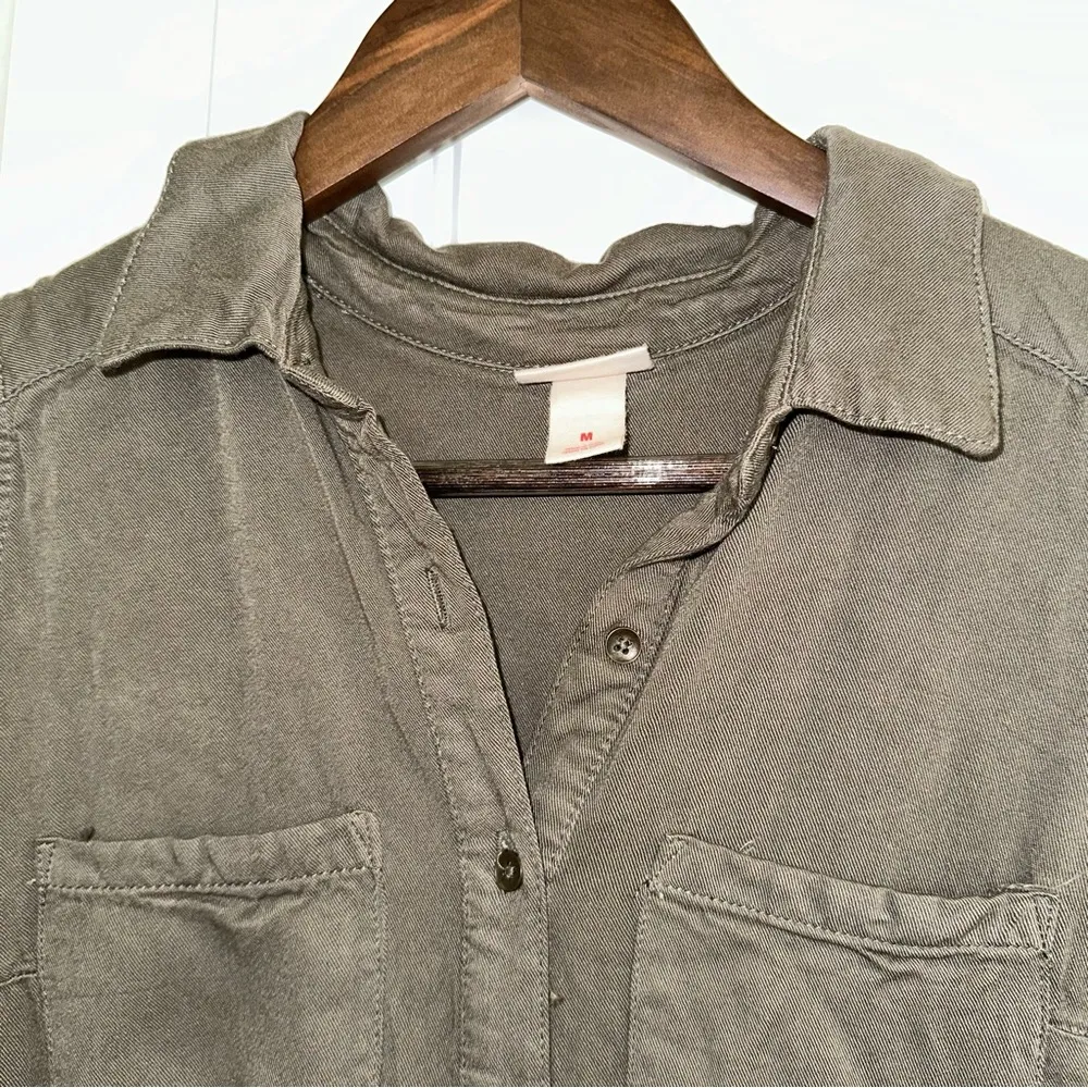 Massimo sleeveless collared button front shift dress olive women M Size M - Image 3