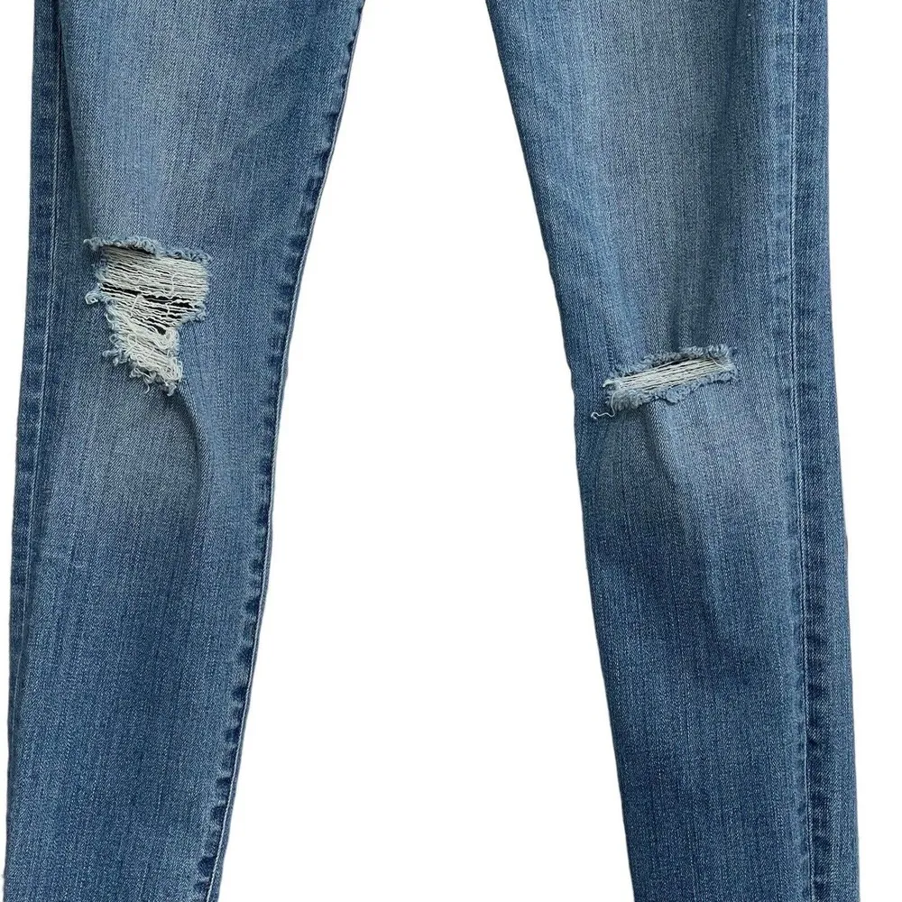 Madewell SZ 25 - 9" High-Rise Skinny Jeans Zip-Fly Stretch Whiskered Distressed - Image 3
