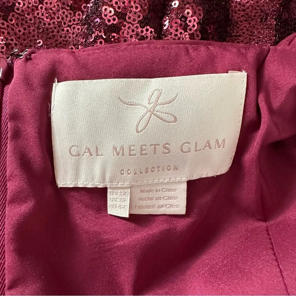 Gal Meets Glam Garnet Party Sequin Cropped Jumpsuit Ruffle Cap Sleeve size 12 - Image 11