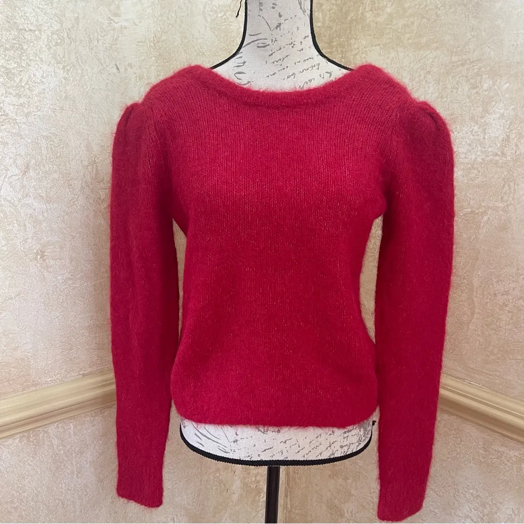 BA&SH Alpaca-Blend Pullover Crew Neck Sweater Open Back padded shoulders Sz S/1 - Image 3