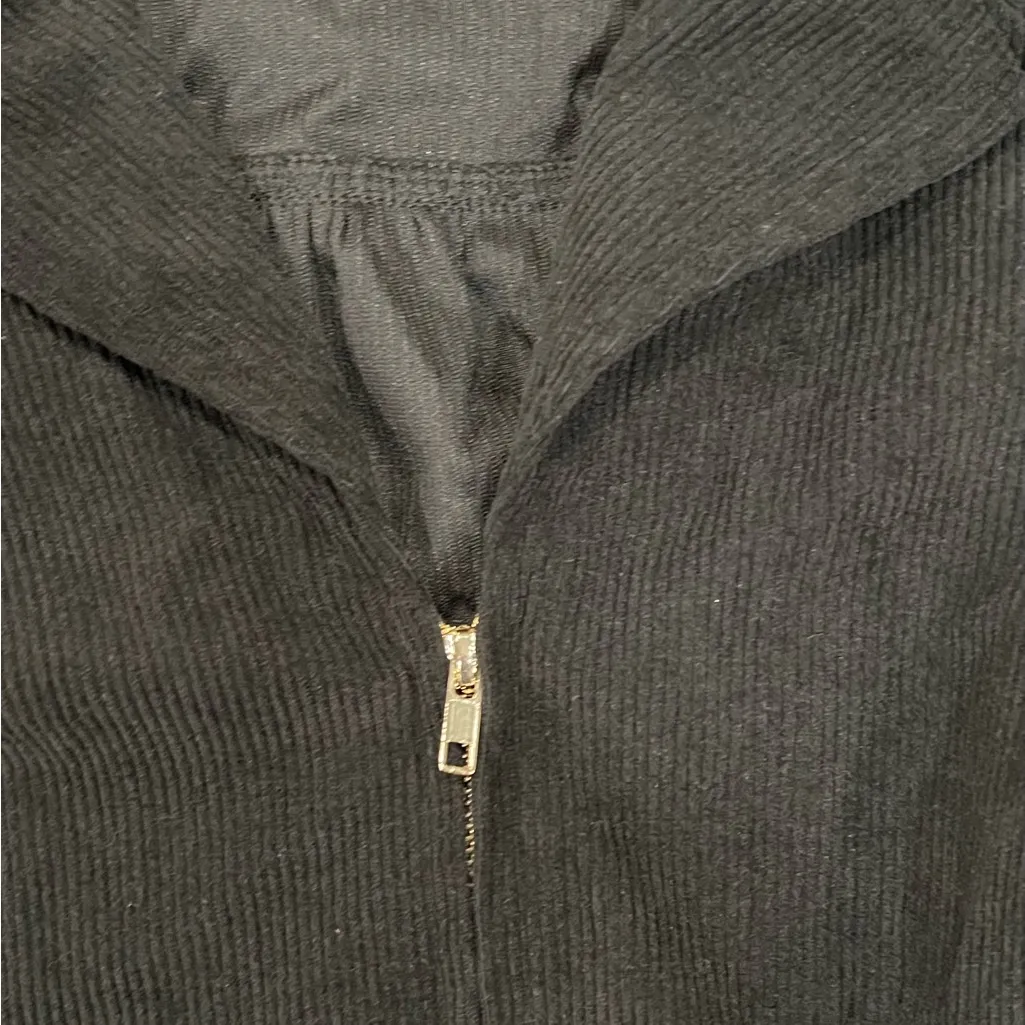 Women's Corduroy Mini Dress Short Sleeve Lapel Zip Up Belted Cowgirl Dress L Size L - Image 3