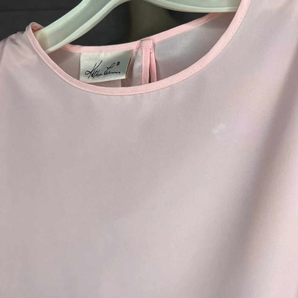 Kathie Lee pink semi sheer vintage dress career top Size 14 - Image 6