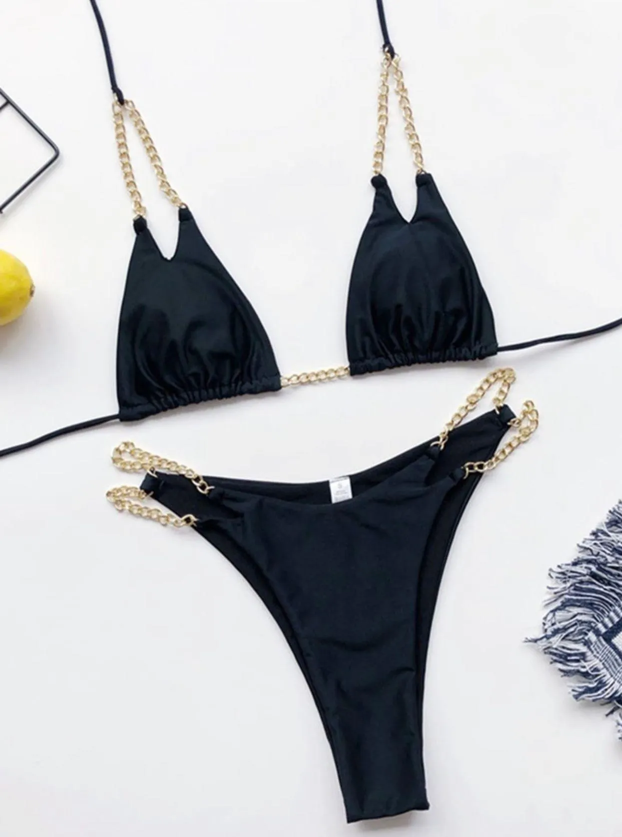 SheIn Chain Linked Triangle Bikini Swimsuit - Image 2