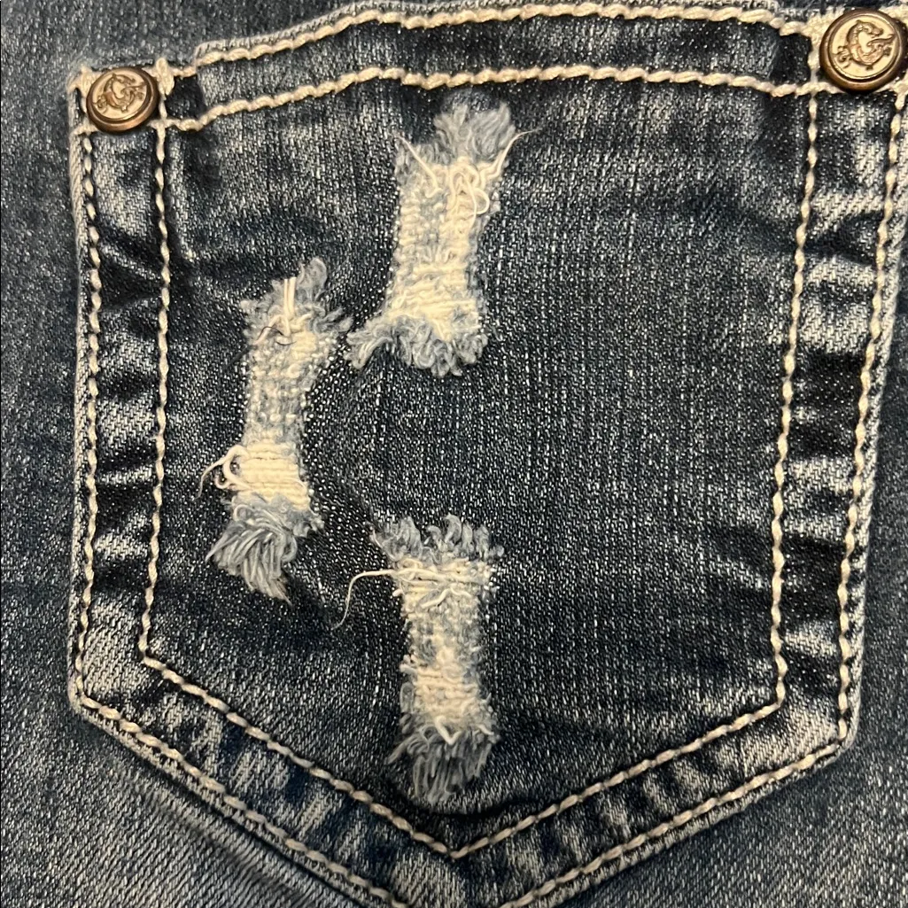 Grace In LA  Women's Jean Shorts with Colorful Patchwork Size 27 - Image 7