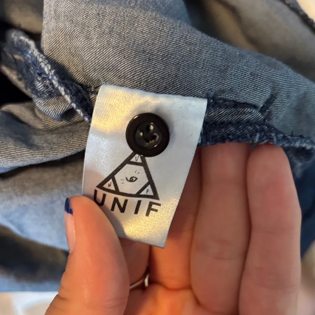 UNIF x UO Blue Denim Shirt Size Medium - Image 6
