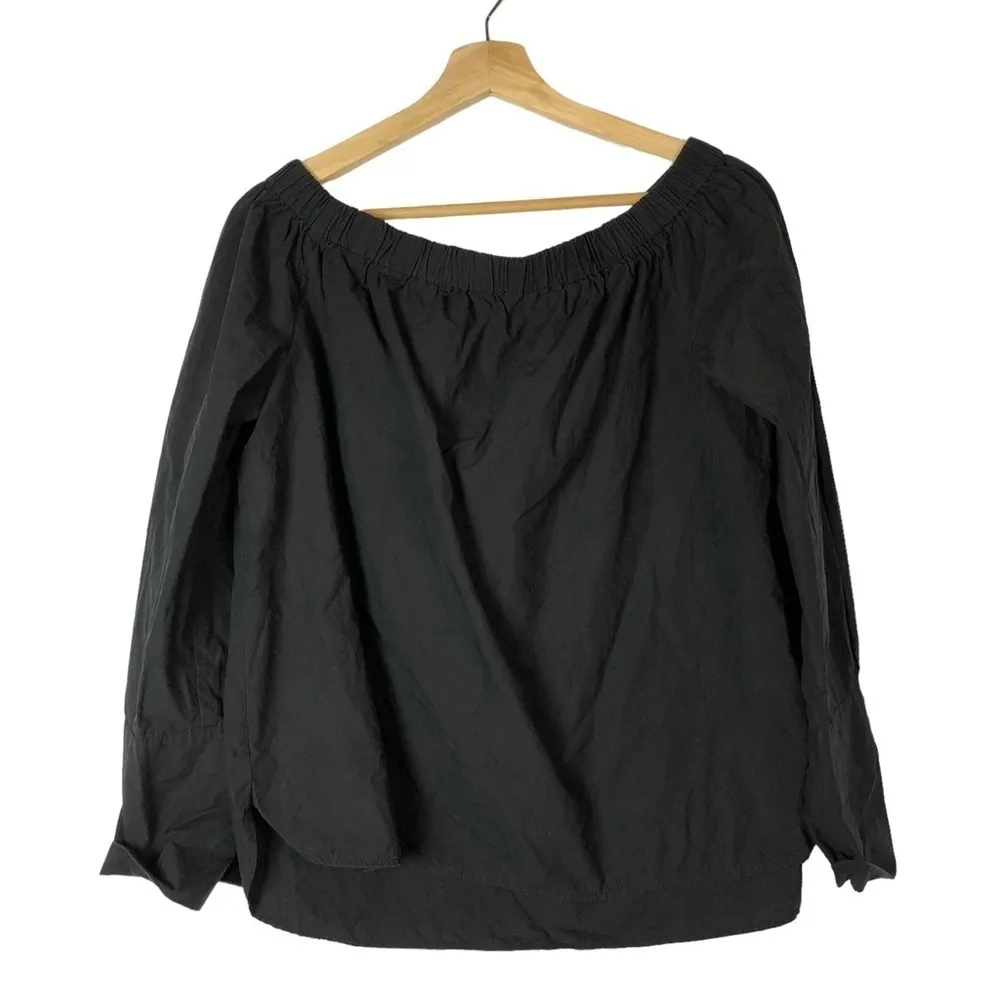 Zara Black Off the Shoulder Button Cuff Long Sleeve Blouse M - Image 2
