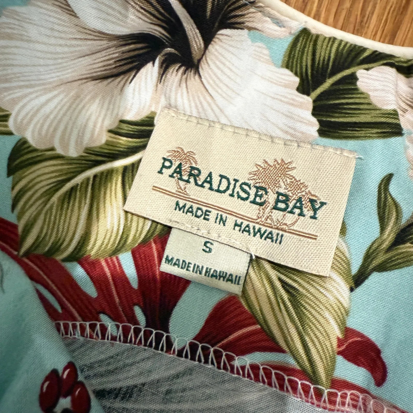 Paradise Bay Hawaiian Tropical Floral Dress S Blue - Image 3