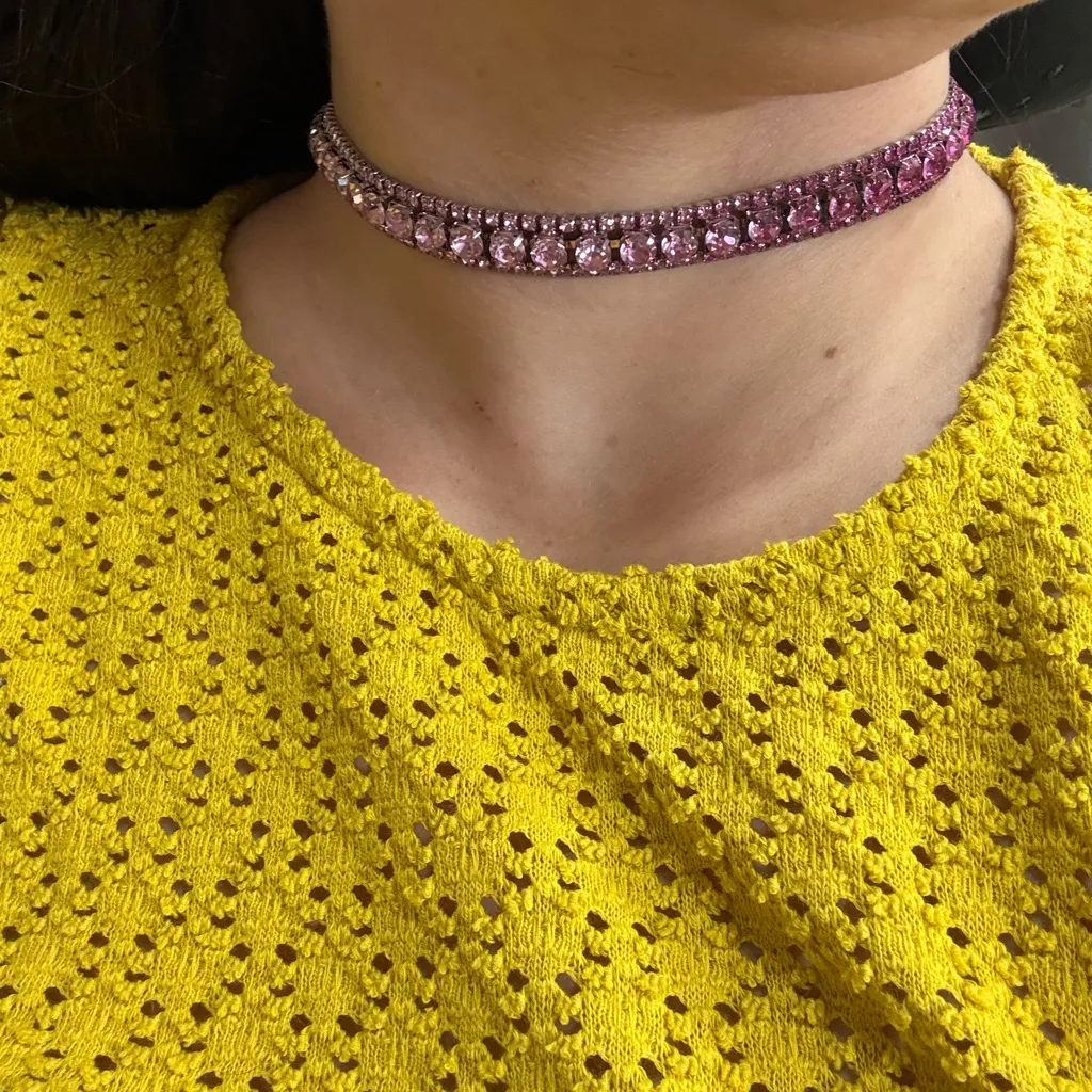 2/$25 or 3/$35 Hot Pink Ombré Crystal Choker Necklace 15.5” long - Image 6