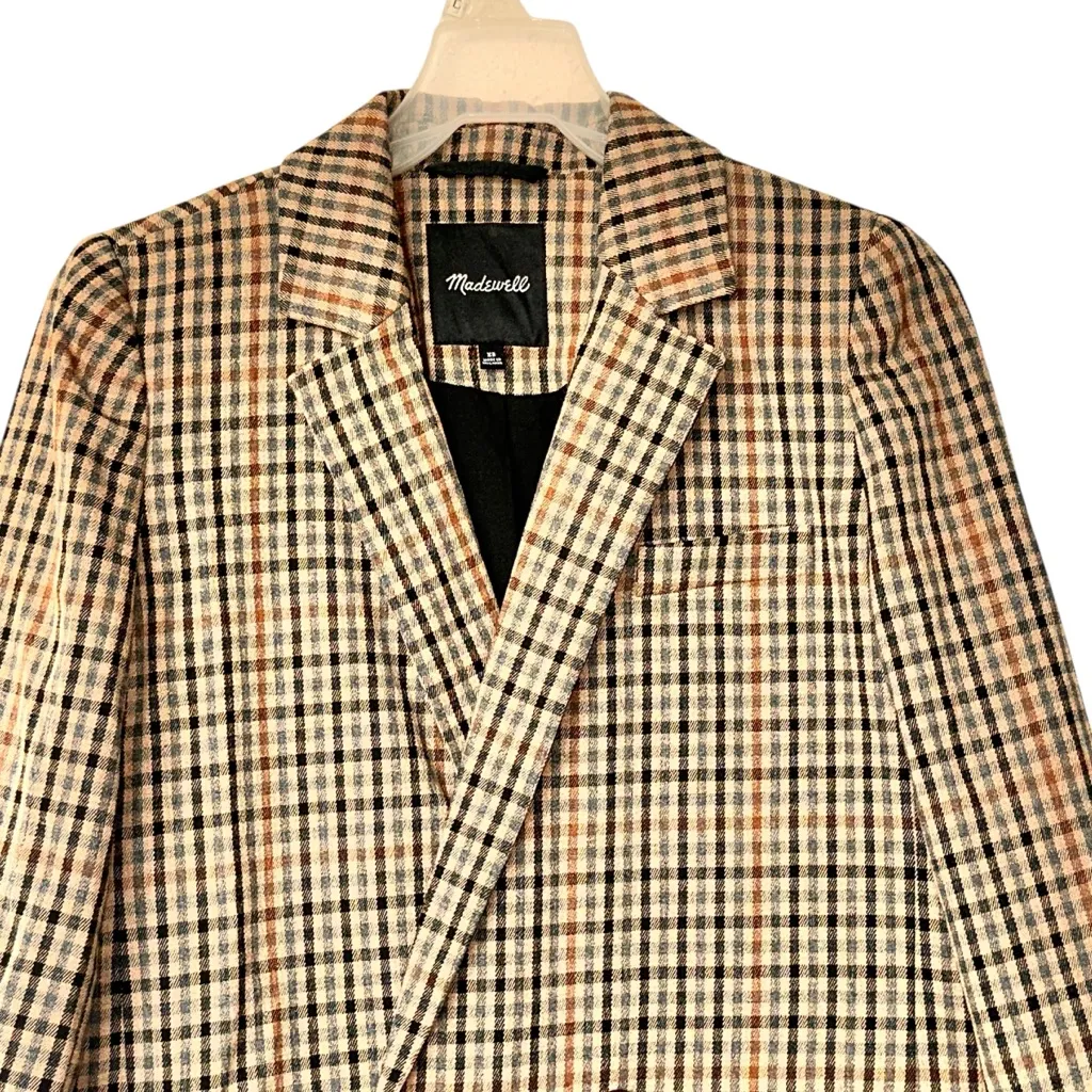 Madewell Dorset Blazer in Coster Plaid Slouchy office chic XS - Image 4