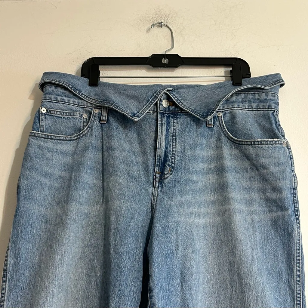 Madewell The Perfect Vintage Wide Leg Crop Jean Pickford Wash Foldover Waist 33P - Image 3