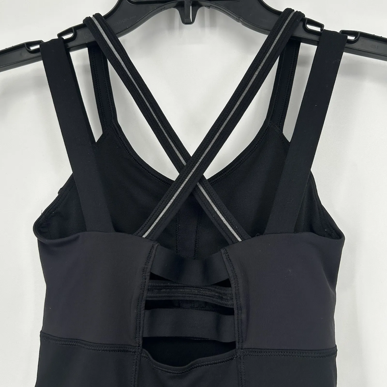 Lululemon Happy Strappy Tank Top Black Reflective Cross Straps Active Size 2 - Image 6