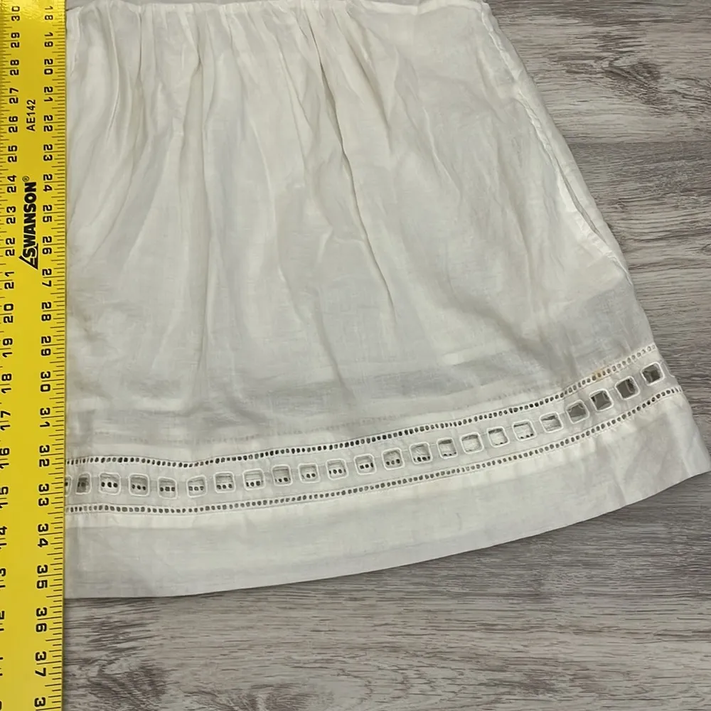 Off-White Eyelet Sheer Lightweight Knee Length Short Sleeve Dress L - Image 9