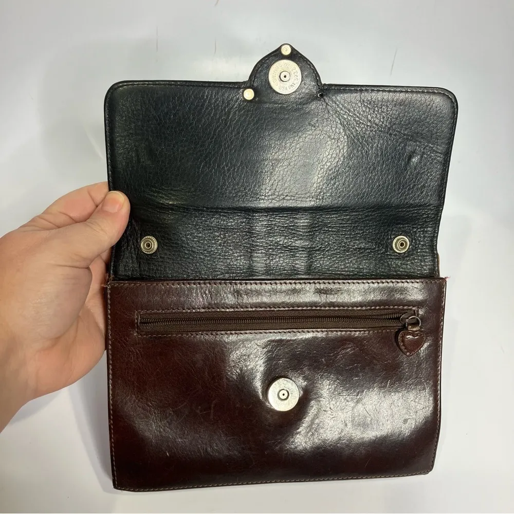 Brighton‎ croc embossed leather clutch brown 8” x 5.75” - Image 2