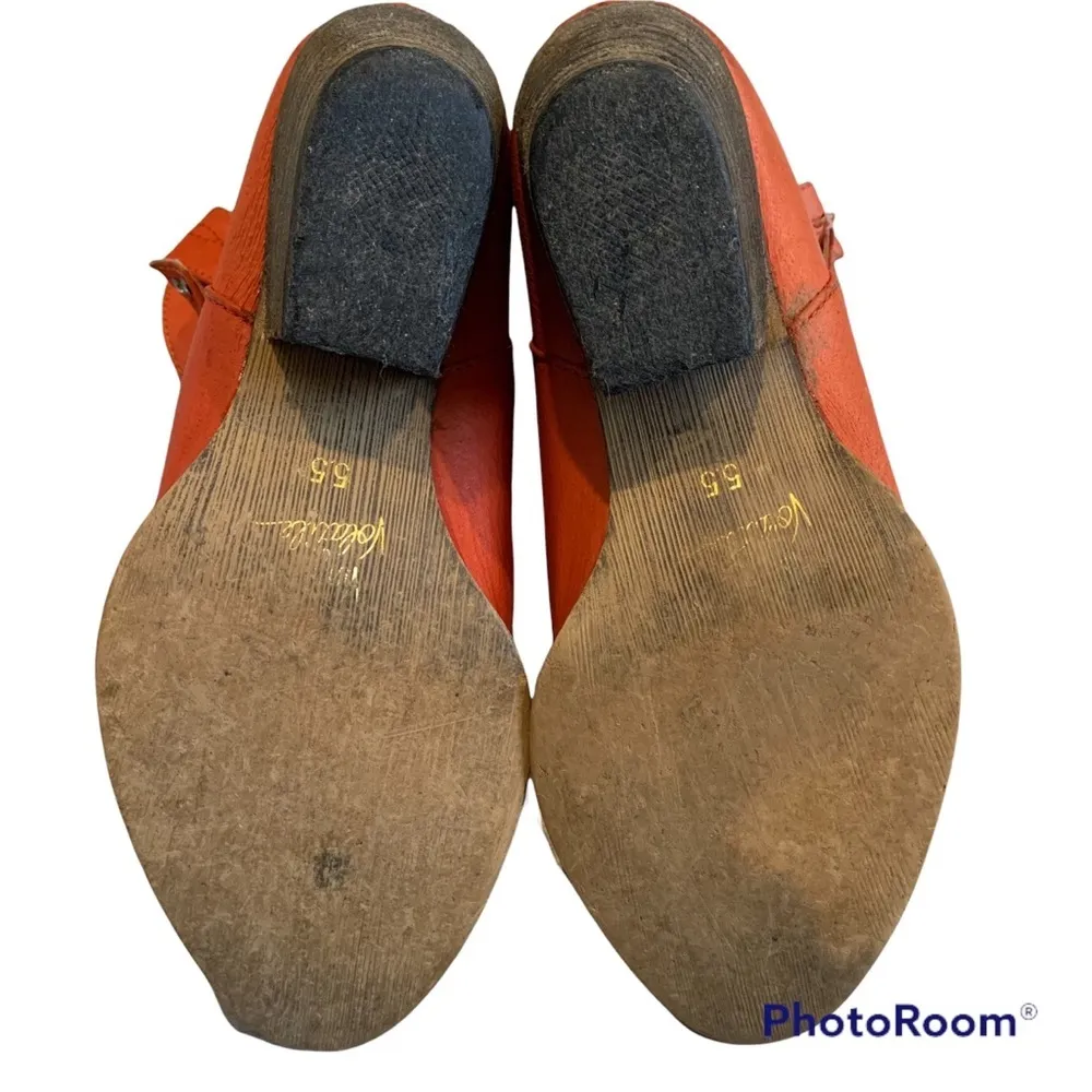 Very Volatile Orange Leather Boots, Sz 5.5 - Image 13