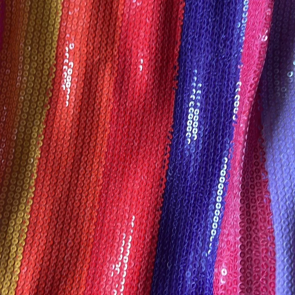 Olivia Rubin Multicolor‎ Thea Sequin Stripe Midi Dress sz 4 Red - Image 7