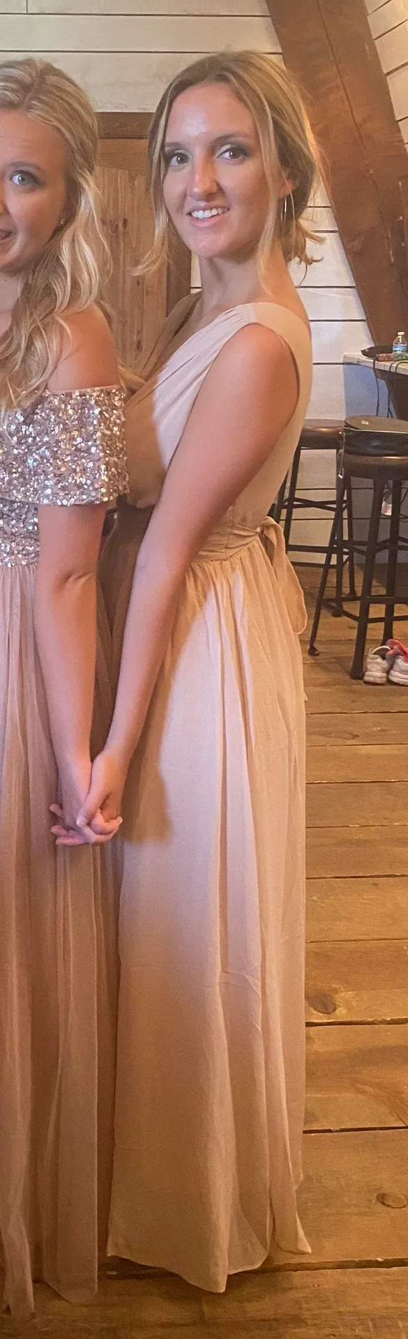 Bridesmaid Dress Worn ONCE Tan - Image 4