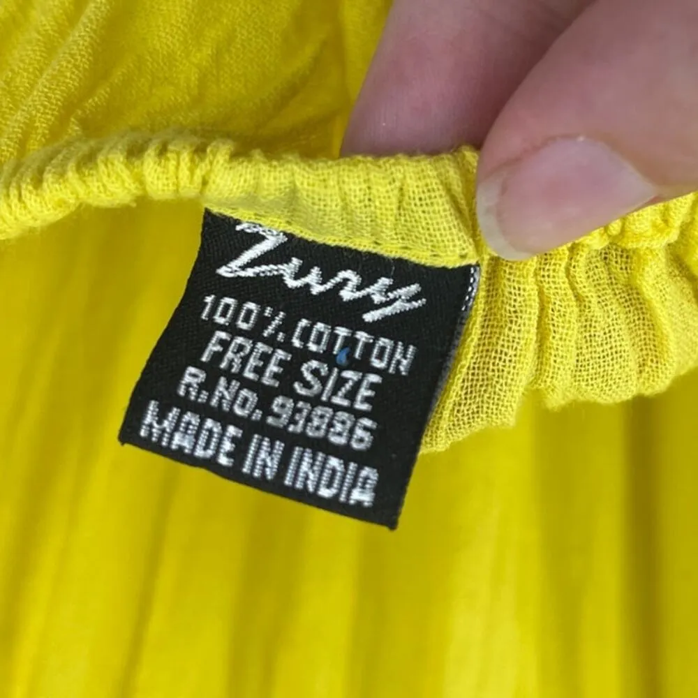 Zury Boho Babydoll Tiered Dress OS Gauzy Bright Yellow Festival Rave Midi Flowy Size undefined - Image 8