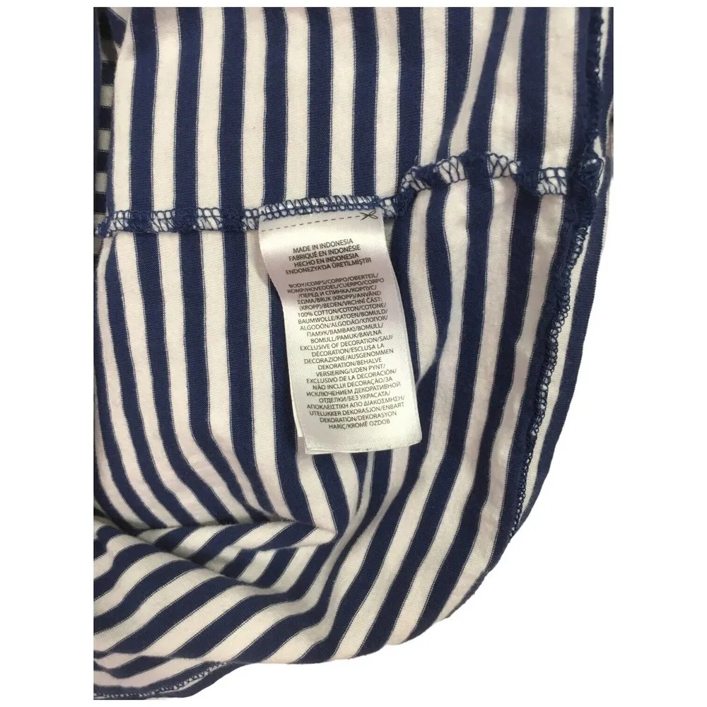 Polo Ralph Lauren Womens Large Custom Slim Fit Striped Round Neck Logo Blue - Image 9