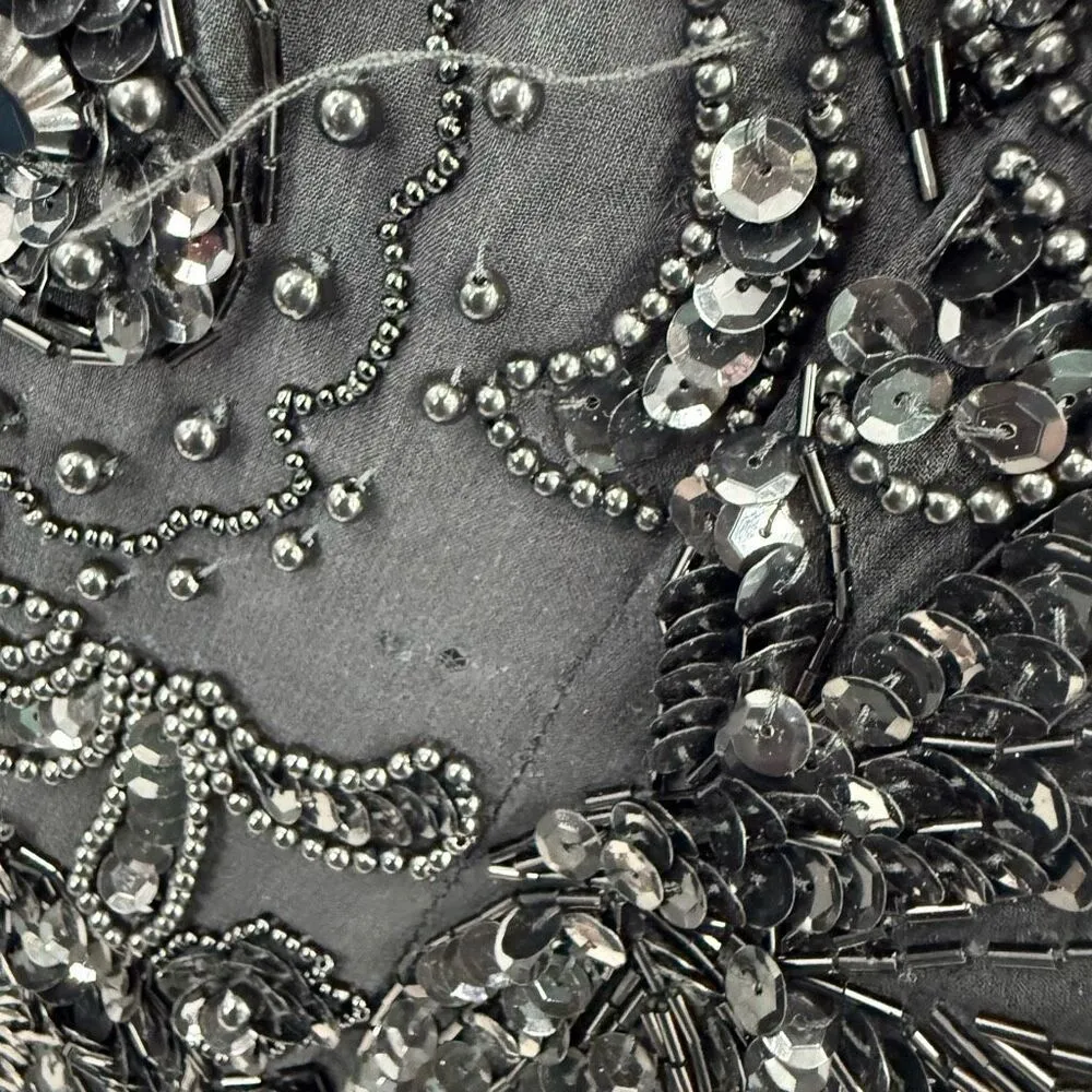 Baluchi Women’s 22 Black Beaded 100% Silk Maxi Longsleeve Dress Vintage Size undefined - Image 7