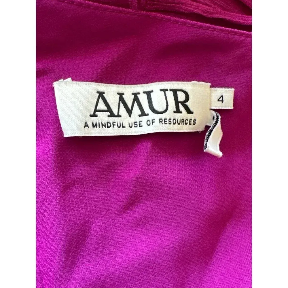 Amur Chara Ruffle Evening Gown in Purple Sangria 4 Womens Long Maxi Dress - Image 8