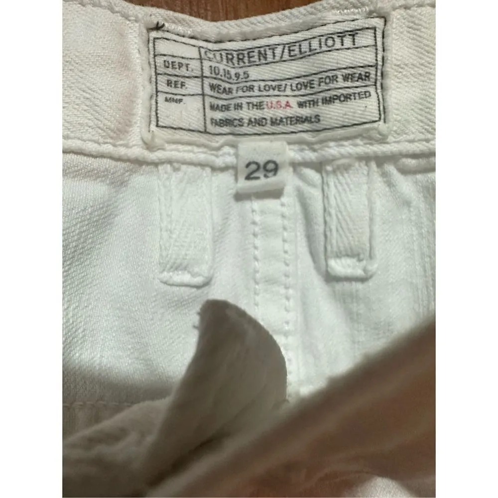 Current/Elliott The Boyfriend in Sugar Destroy mid rise distressed white jeans - Image 3