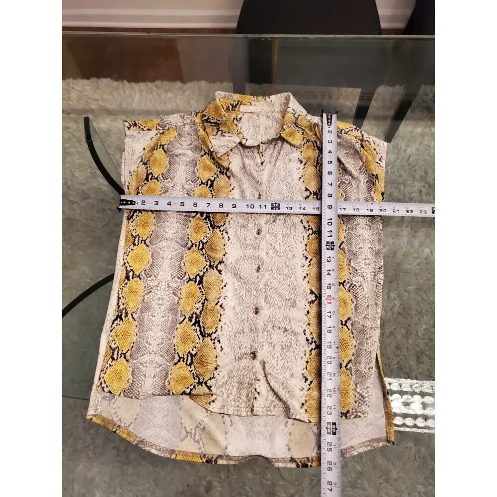 Ember Rose Multicolor Snake Print Collared Short Sleeve Button Down Shirt Size L Size L - Image 7