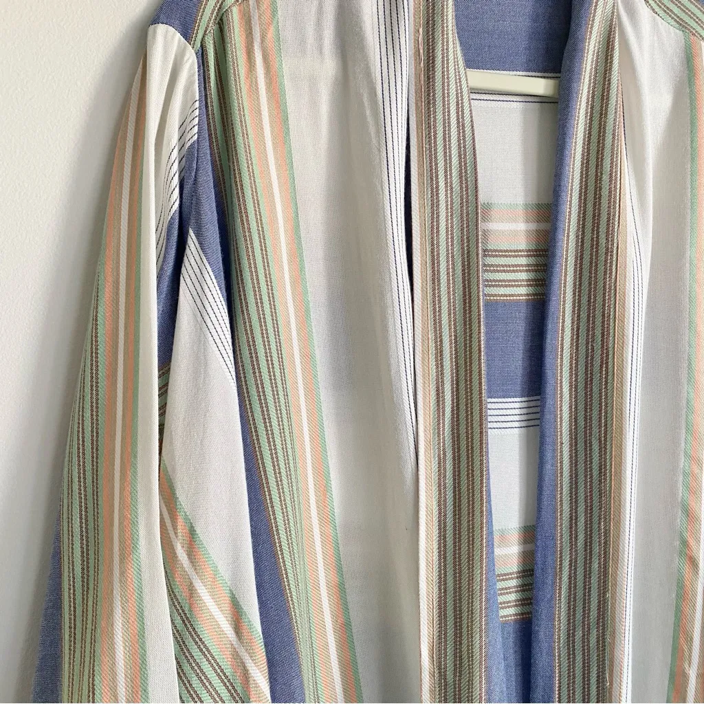 Altar’d State Fringe Open Front Cardigan X-small XS Coverup l Striped Oversized - Image 2