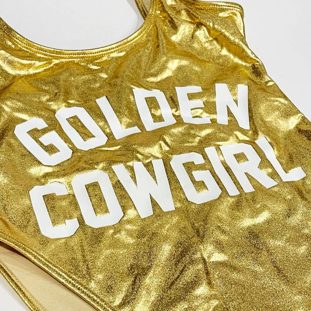 NEW Private Party S M Golden Cowgirl One Piece Bathing Swimsuit Keller Rose - Image 5