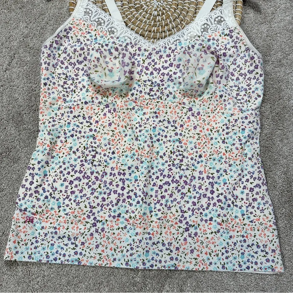 Ruby Ribbon 1800 Floral Heritage Lace Cami Tank Convertible Adjustable Size 42 Purple - Image 4