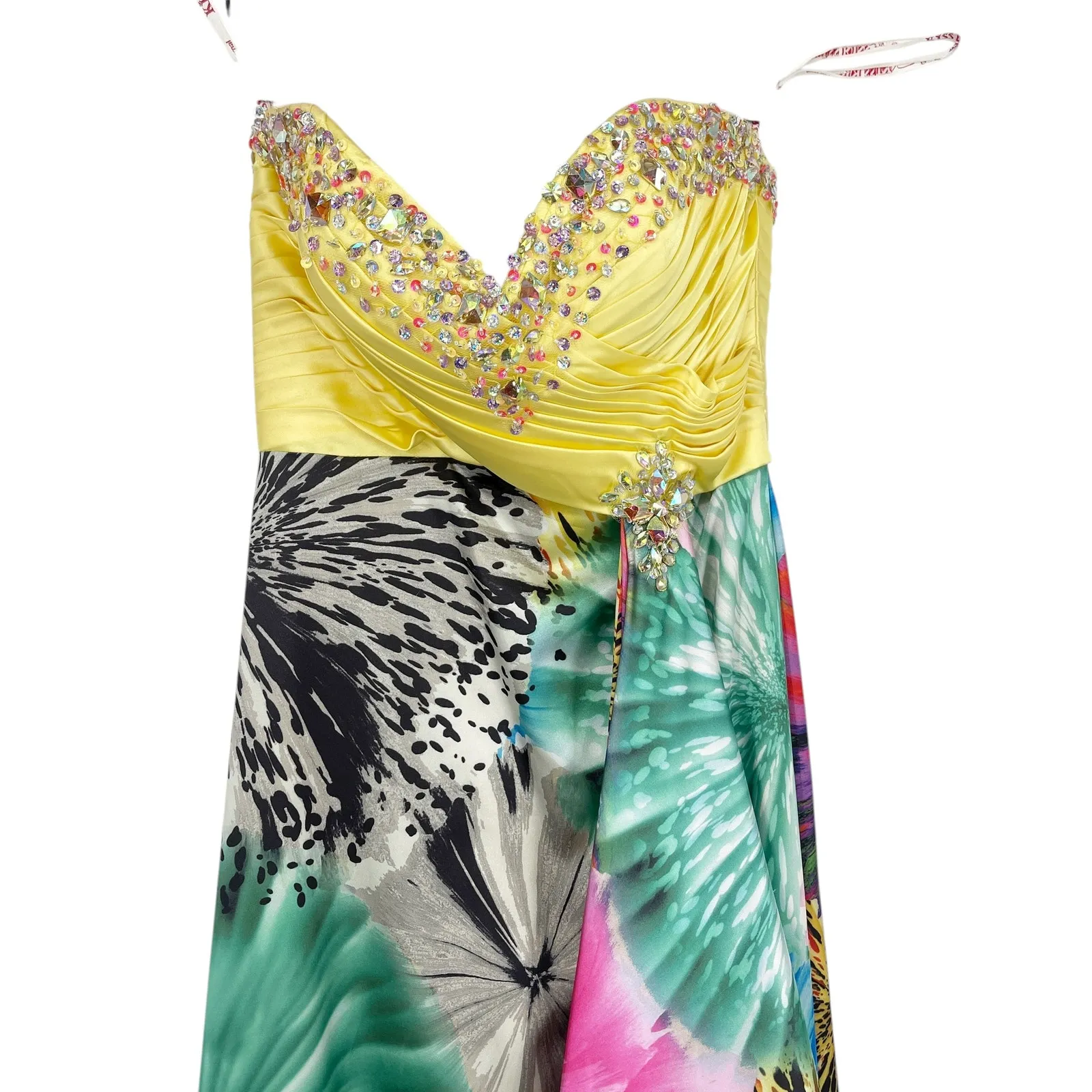 Vintage Kiss Kiss Formal Strapless Beaded Dress Size 4 Dopamine Dressing Y2K - Image 2