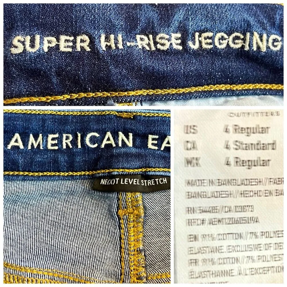 American Eagle Women's Jeans AEO Super High Rise Jeggings Dark Wash Size 4 - Image 5