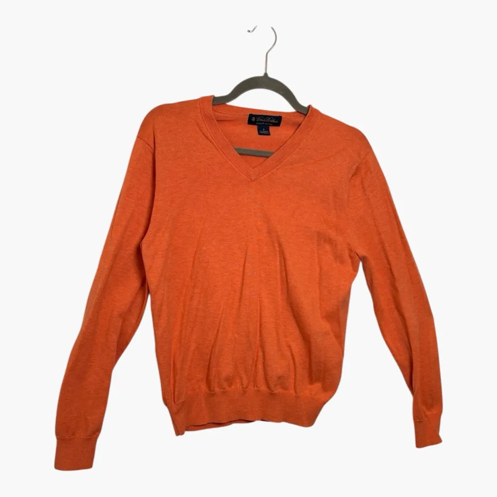Brooks Brothers Coral Supima Cotton V-Neck Sweater Classic Preppy Size Small - Image 2
