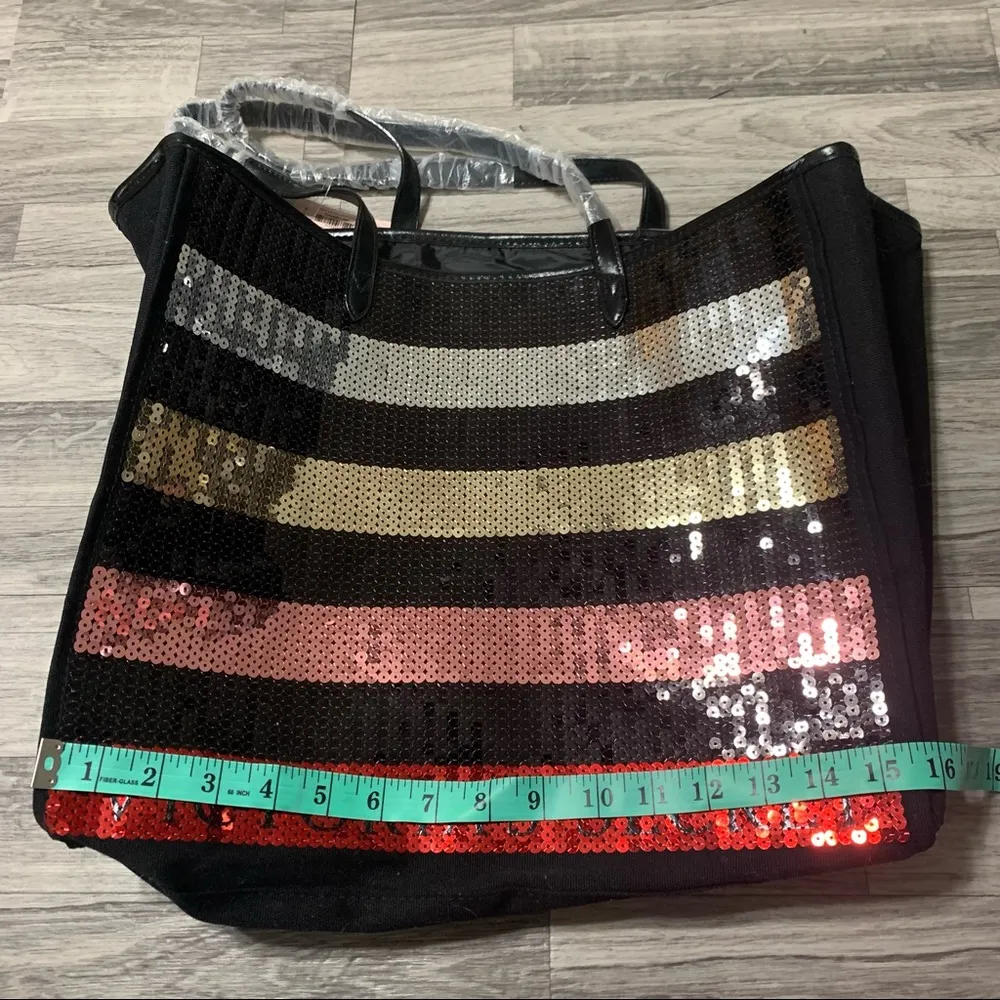 Victoria’s Secret Silver Gold Black Sequins Tote Bag; OS - Image 2