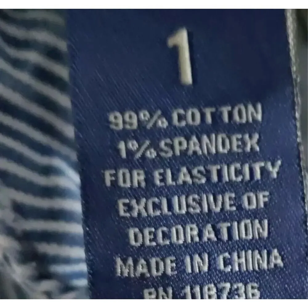 ZCO Jeans Premium Blue Striped Denim Jean Shorts Distressed Junior Size 1 Cotton - Image 8