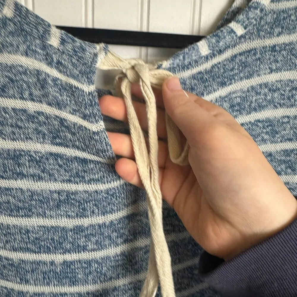 A'Reve Blue Stripe Knit Tunic Lace Hem, 3/4 Sleeve F13 Size M - Image 7