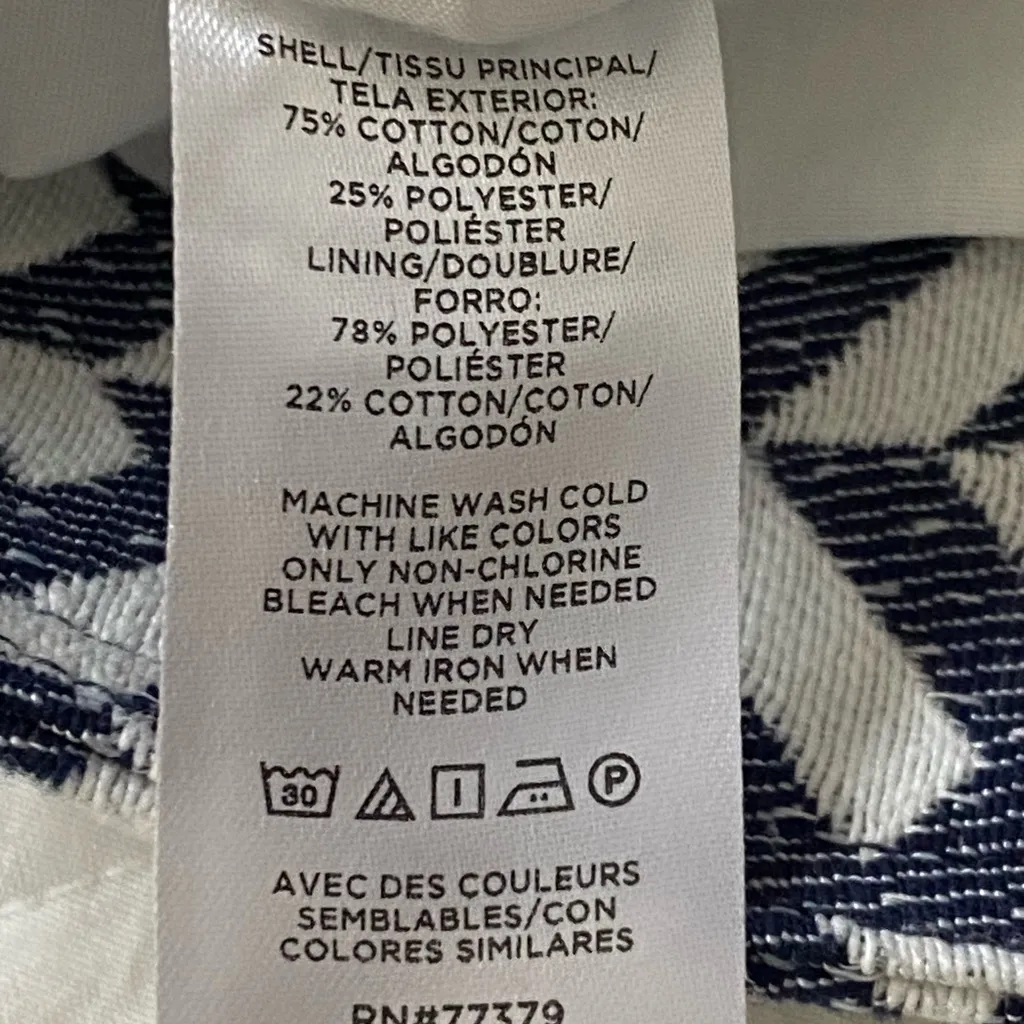 Ann Taylor Weekend Blue and White Patterned Short Jacket Size 14 Preppy Classic - Image 5