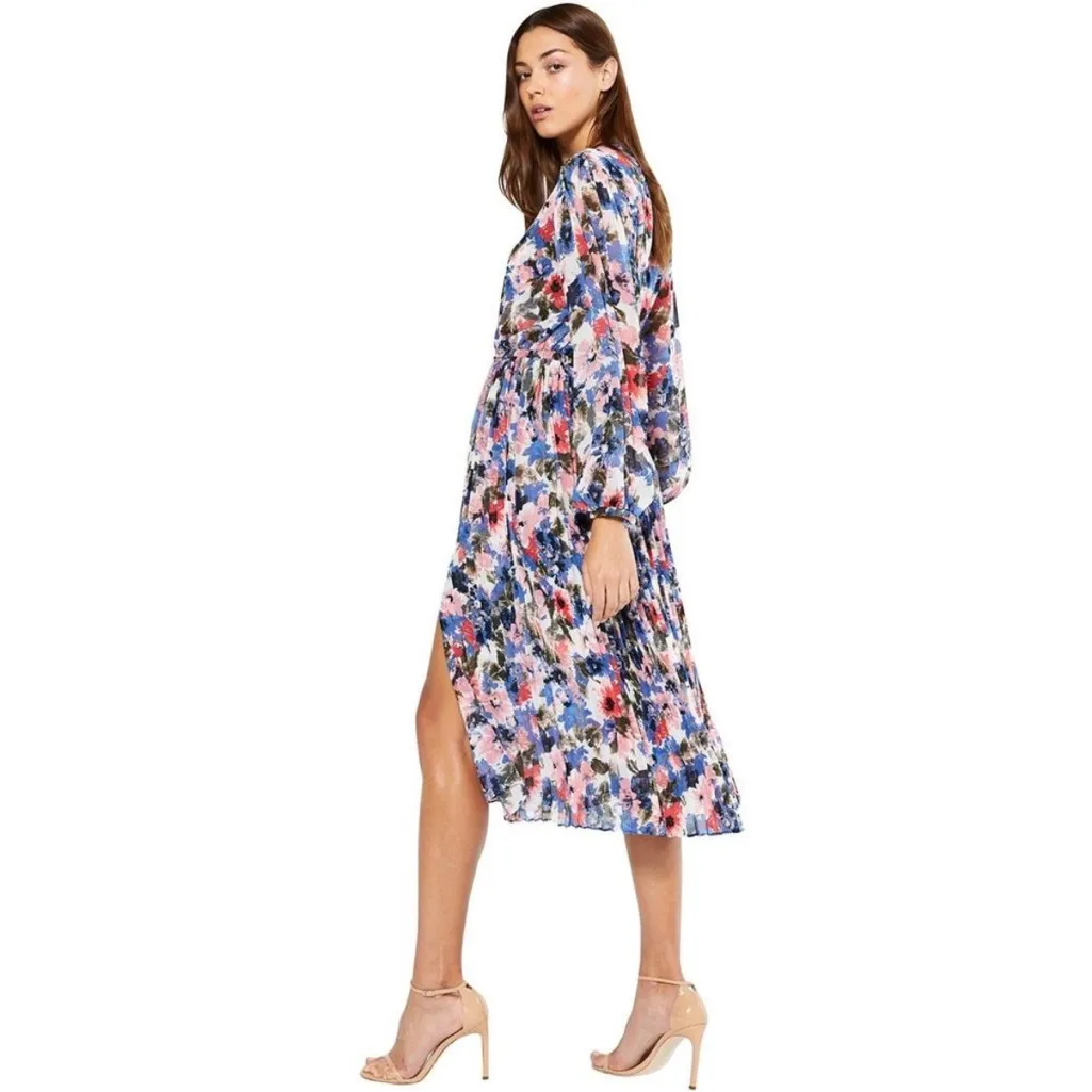 Anthro Misa Juliana Tie Dye Floral Long Sleeve Pleated Midi Dress Size S - Image 2