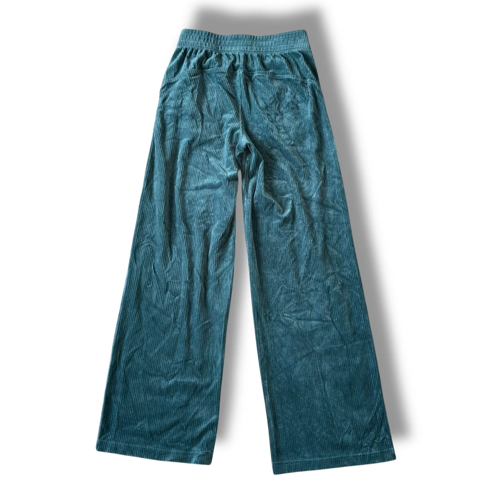 Lululemon Womens Teal Corduroy Wide Leg Pants Elastic Waist Lounge Casual Size 4 - Image 6