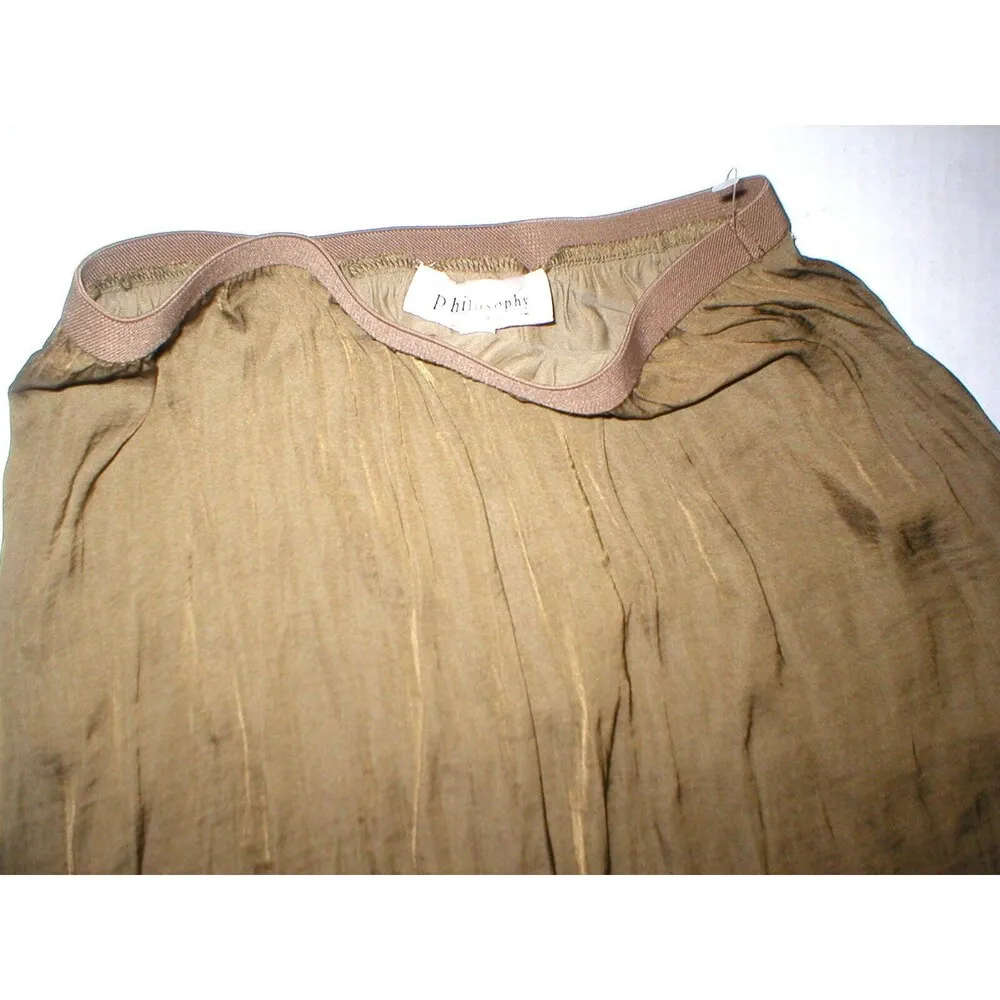 New NWT Philosophy Womens Long Skirt Brown Bronze S Shimmer Flowy Maxi Pull on - Image 4