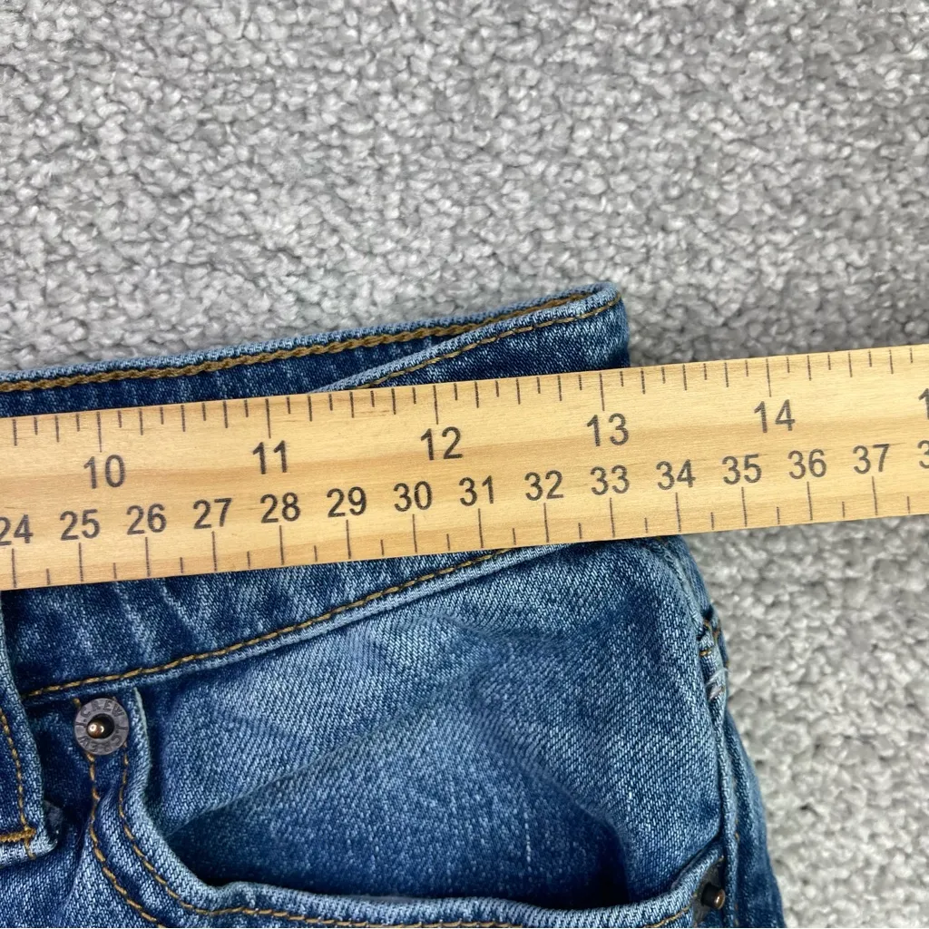 J. Crew Jeans Women’s 25 Blue Flare Crop Mid-Rise Dark Wash Raw Hem Ripped - Image 8