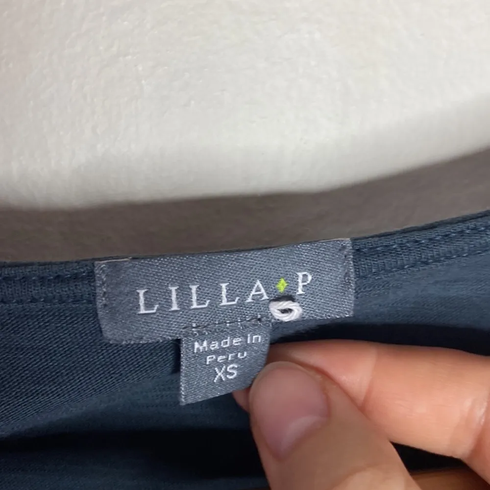 Lilla P deep slate blue pima cotton slub smocked v - Image 45