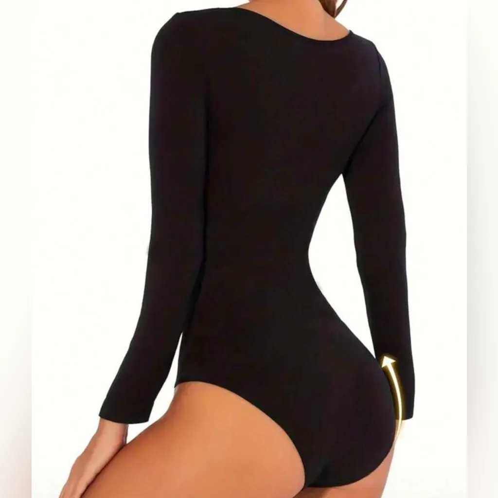 New Women's Black Long Sleeve shapewear Bodysuit xxl - Image 4