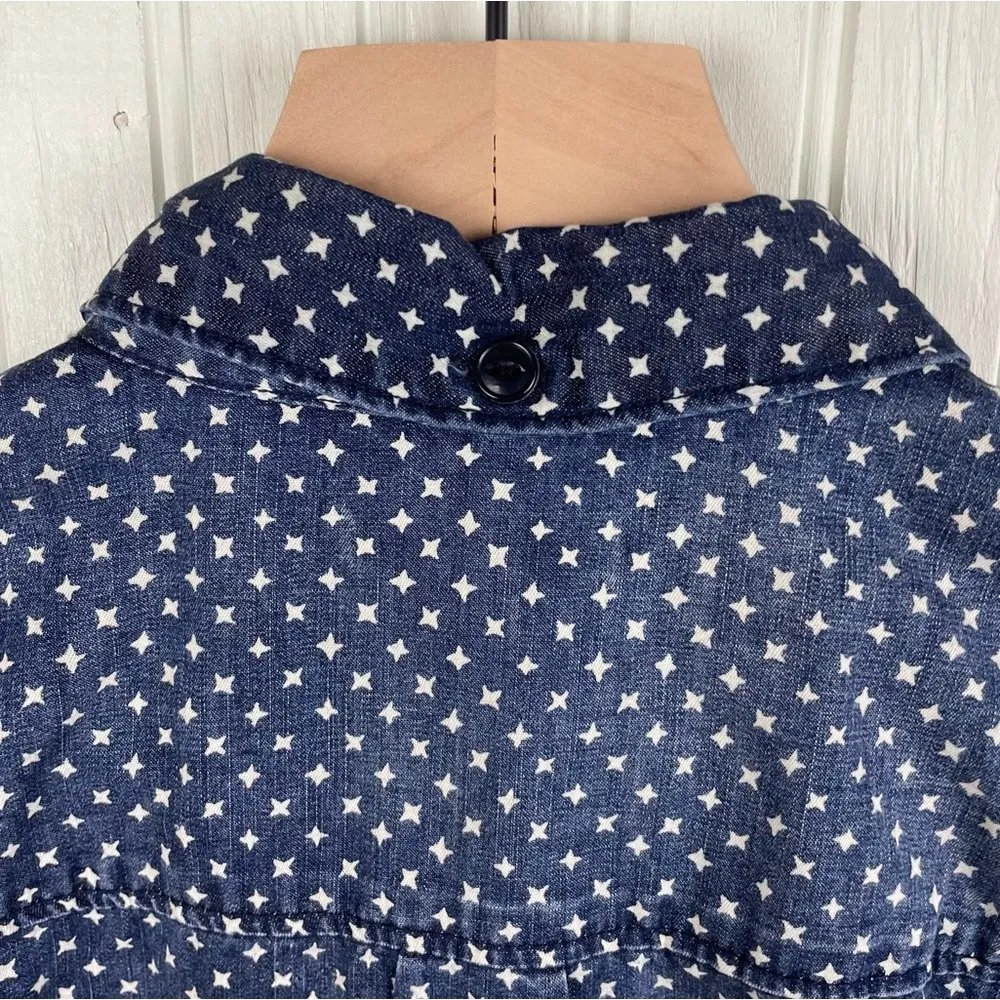 J. Crew Keeper Chambray Button Down Shirt in Star Dot Women's Size 4 Preppy - Image 7